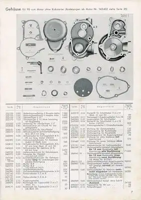 Sachs 74 / 98 ccm Motoren Ersatzteilliste 1940