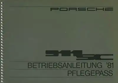 Porsche 911 SC Bedienungsanleitung 1981 Reprint