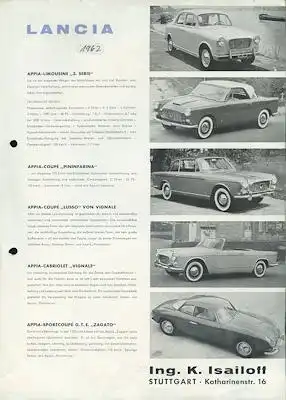 Lancia Programm ca. 1962