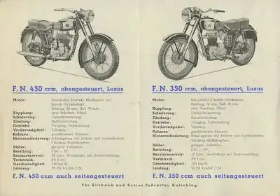 FN 350 / 450 ccm Prospekt ca. 1956