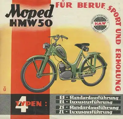 HMW Moped 50 Prospekt 1950er Jahre