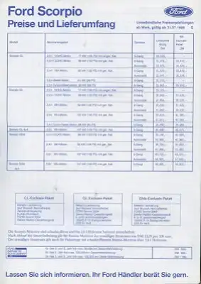 Ford Scorpio Preisliste 7.1989