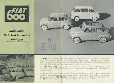 Fiat 600 Prospekt 1950er Jahre
