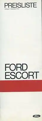 Ford Escort Preisliste 12.1970