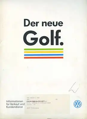 VW Golf 3 Verkäufermappe 5-7.1991