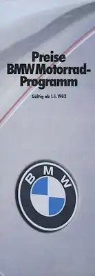 BMW Preisliste 1.1.1982
