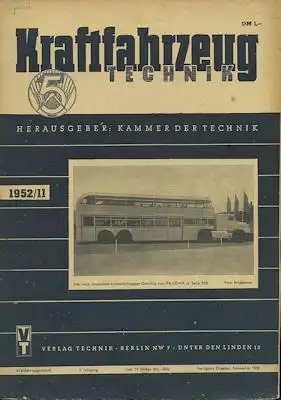 Kraftfahrzeugtechnik KFT 1952 Heft 11