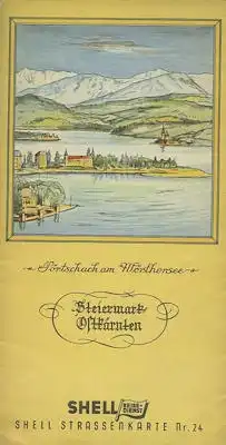 Shell Straßenkarte 24 Steiermark / Ostkärnten 1930er Jahre