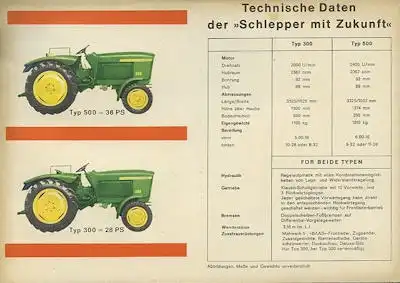 John Deere-Lanz Typ 300 / 500 Prospekt ca. 1960