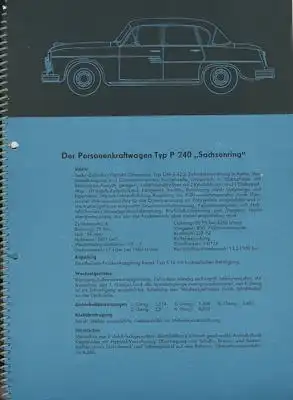 Sachsenring P 240 Informations-Dienst 1957