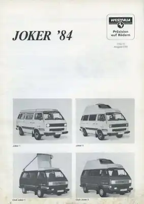 VW T 3 Westfalia Joker Prospekt 1984