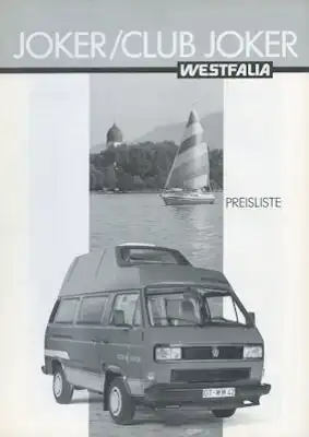 VW T 3 Westfalia Joker / Club Joker Preisliste 6.1988