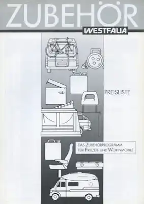 VW T 3 Westfalia Zubehör Preisliste 3.1989