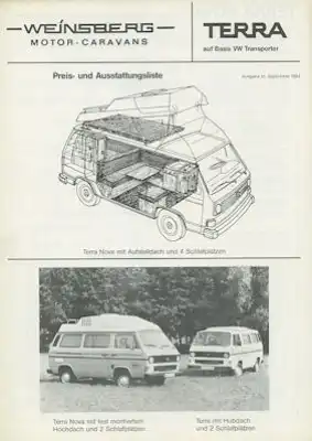 VW T 3 Weinsberg Prospekt 9.1984