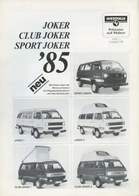 VW T 3 Westfalia Joker Prospekt 1.1985
