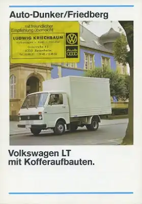 VW LT mit Kofferaufbauten Prospekt 1980er Jahre