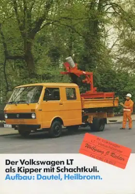 VW LT Kipper mit Schachtkuli Prospekt 8.1980
