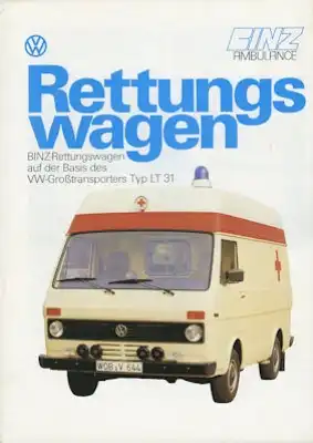 VW / Binz LT Rettungswagen Prospekt 12.1979
