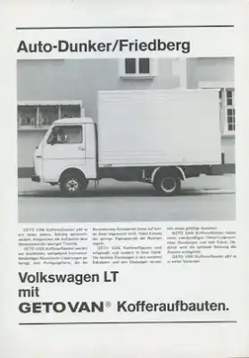 VW LT mit Kofferaufbauten Prospekt 1980er Jahre