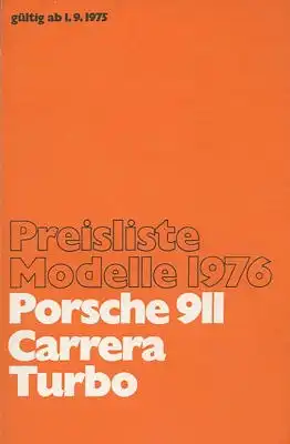 Porsche 911 Carrera Turbo Preisliste 9.1975