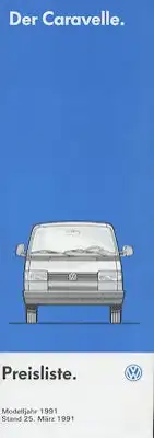VW T 4 Caravelle Preisliste 3.1991