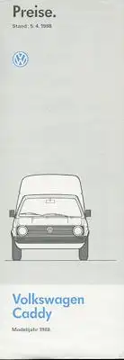 VW Caddy Preisliste 4.1988