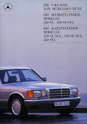 Mercedes-Benz 260 SE - 560 SEL Prospekt 8.1987