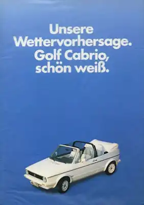 VW Golf 1 Cabriolet Sondermodell weiß Prospekt ca. 1984