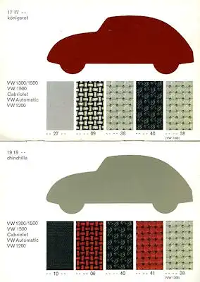 VW Käfer Farben und Polsterbezüge 1967/68