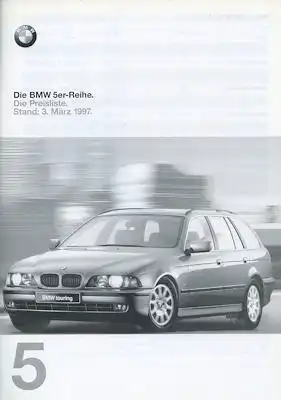 BMW 5er Preisliste 3.1997