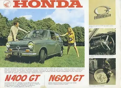 Honda N 400 600 GT / N 360 600 AT Prospekt ca. 1969