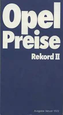 Opel Rekord D Preisliste 1.1972