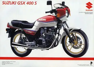 Suzuki GSX 400 S, GSX 400 E + GS 450 L Prospekt 1985