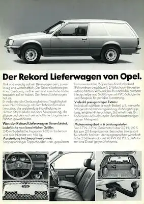 Opel Rekord E Lieferwagen Prospekt 1981