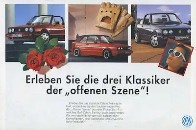VW Golf 1 Cabriolet Prospekt ca. 1991
