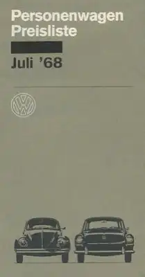 VW Preisliste 7.1968