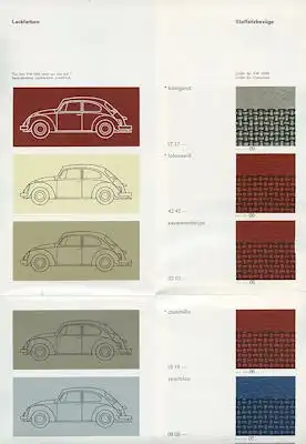 VW Käfer Farben und Polsterbezüge 1967/68