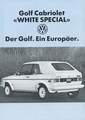 VW Golf 1 Cabriolet White Special Prospekt ca. 1983
