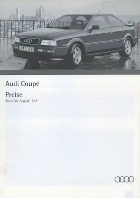 Audi Coupé B 3 Preisliste 8.1993
