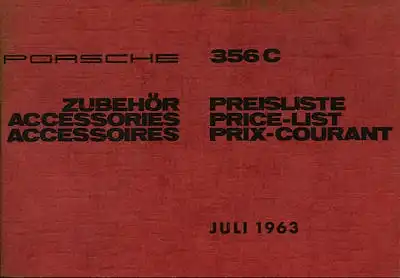 Porsche 356 C Zubehör-Preisliste 7.1963