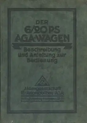 AGA 6/20 PS Bedienungsanleitung 1920er Jahre