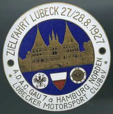 Plakette Zielfahrt Lübeck 27.8.1927