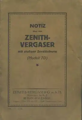 Zenith Vergaser Modell TD 1925