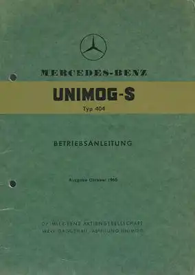 Mercedes-Benz Unimog 404 Bedienungsanleitung 10.1960