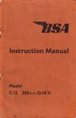BSA Model C 12 250c.c. OHV Bedienungsanleitung 1950er Jahre