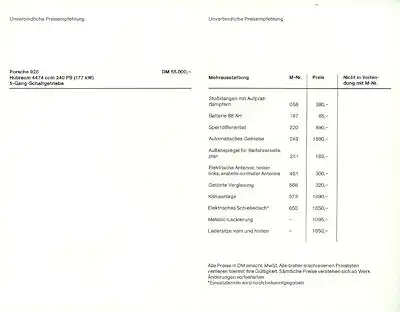 Porsche 928 Preisliste 6.1977