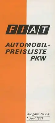 Fiat Preisliste 6.1971