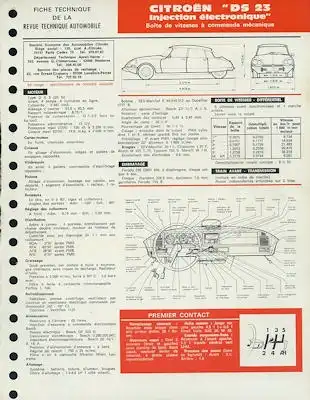 Citroen DS 23 Fiche Technique 5.1973