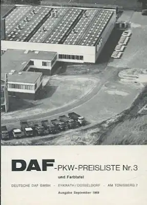 Daf Preisliste + Farben 9.1969