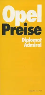 Opel Admiral Diplomat Preisliste 7.1975
